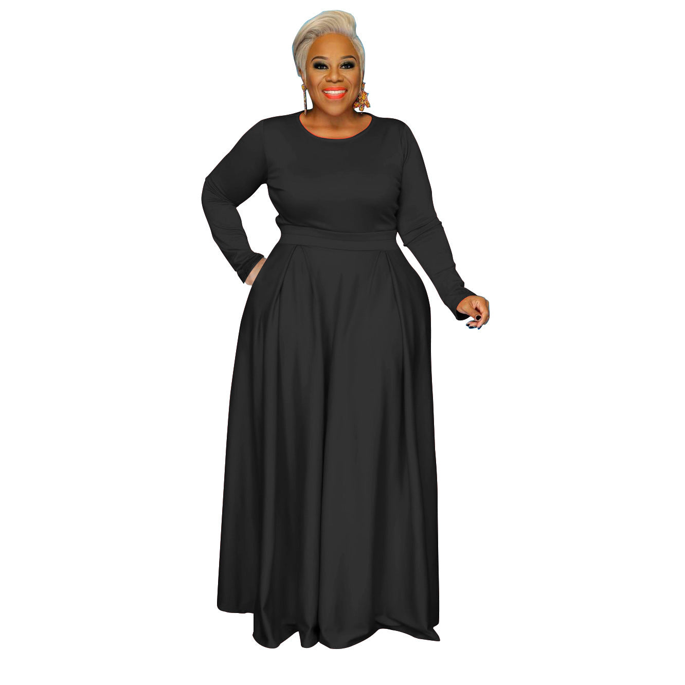 Plus size effen casual tweedelig pak