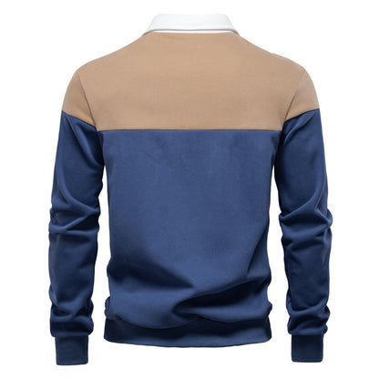 Mens Long Sleeve Polo Collar Sweater