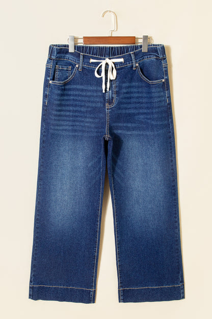 Jeans met acid wash-effect en vetersluiting plus size