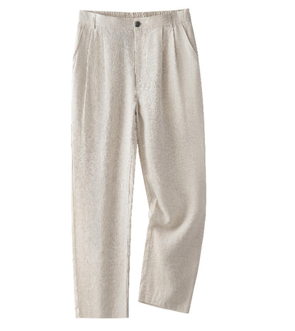 Mens Linen Casual Pants Straight Leg