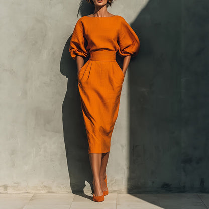 Elegant Boat Neck A Line Dress
