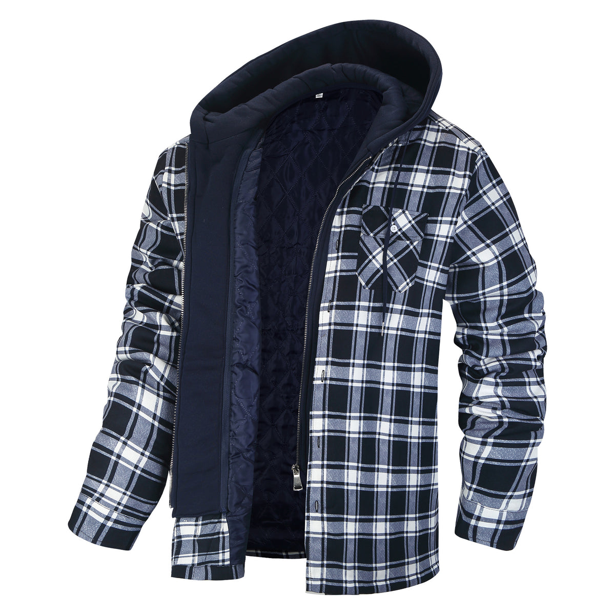 Autumn and Winter Cotton Outwear Plaid Long-Sleeved Loose Hooded Jacket