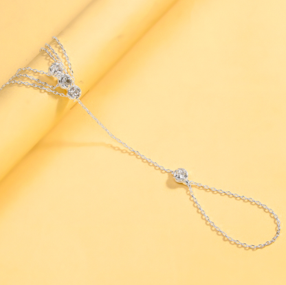 Rhinestone Layered Finger Chain Bracelet