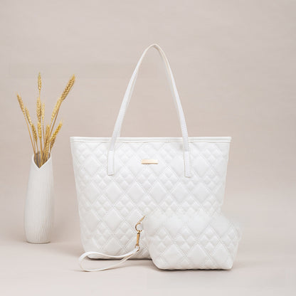 PU Embroidery Shoulder Tote Bag Set