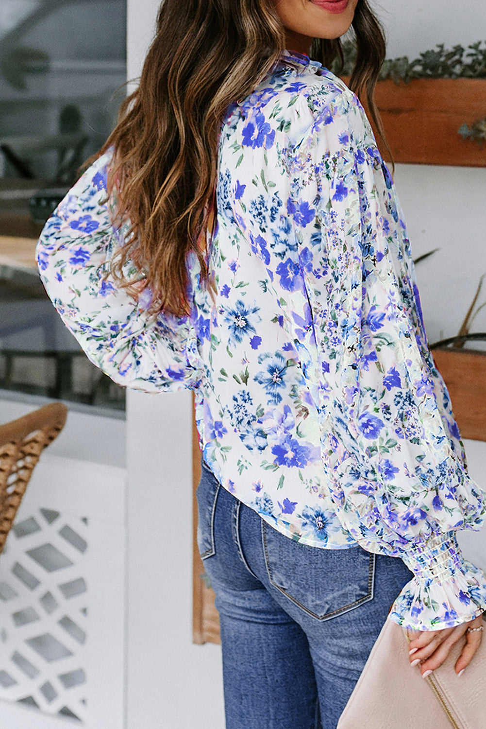 Casual Cakewalk blouse met bloemenprint en smockwerk
