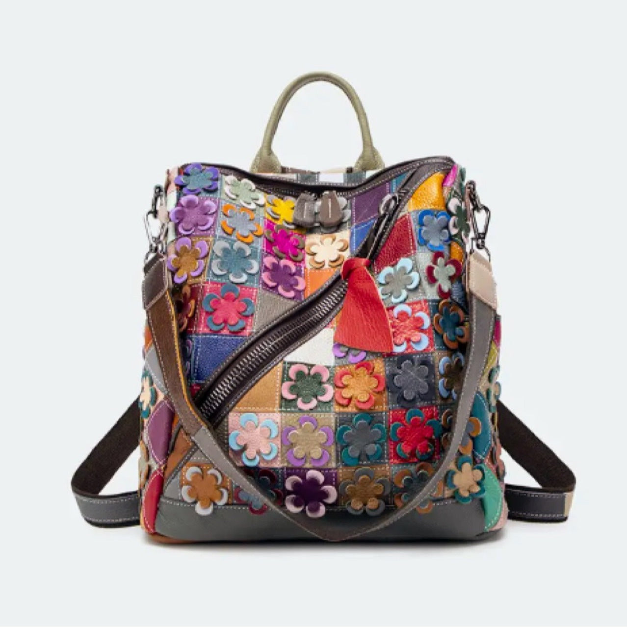 Floral Design Cowhide Backpack