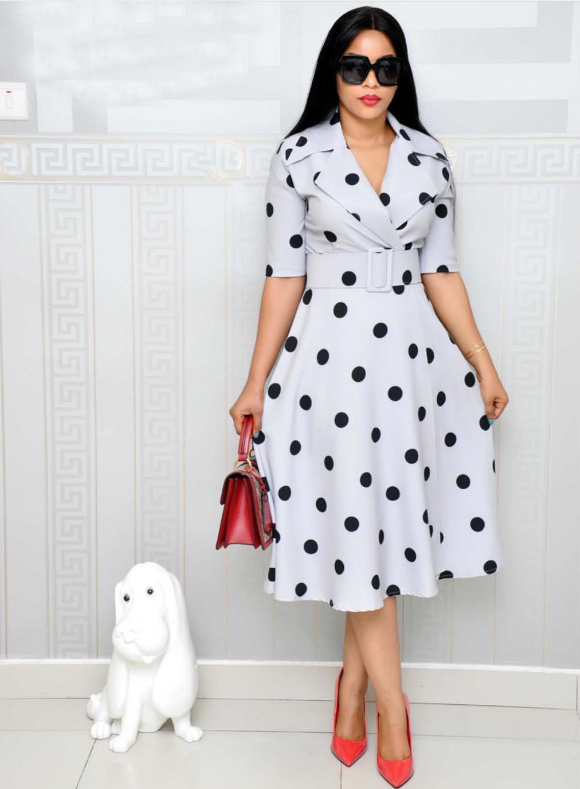 Dress with a suit collar