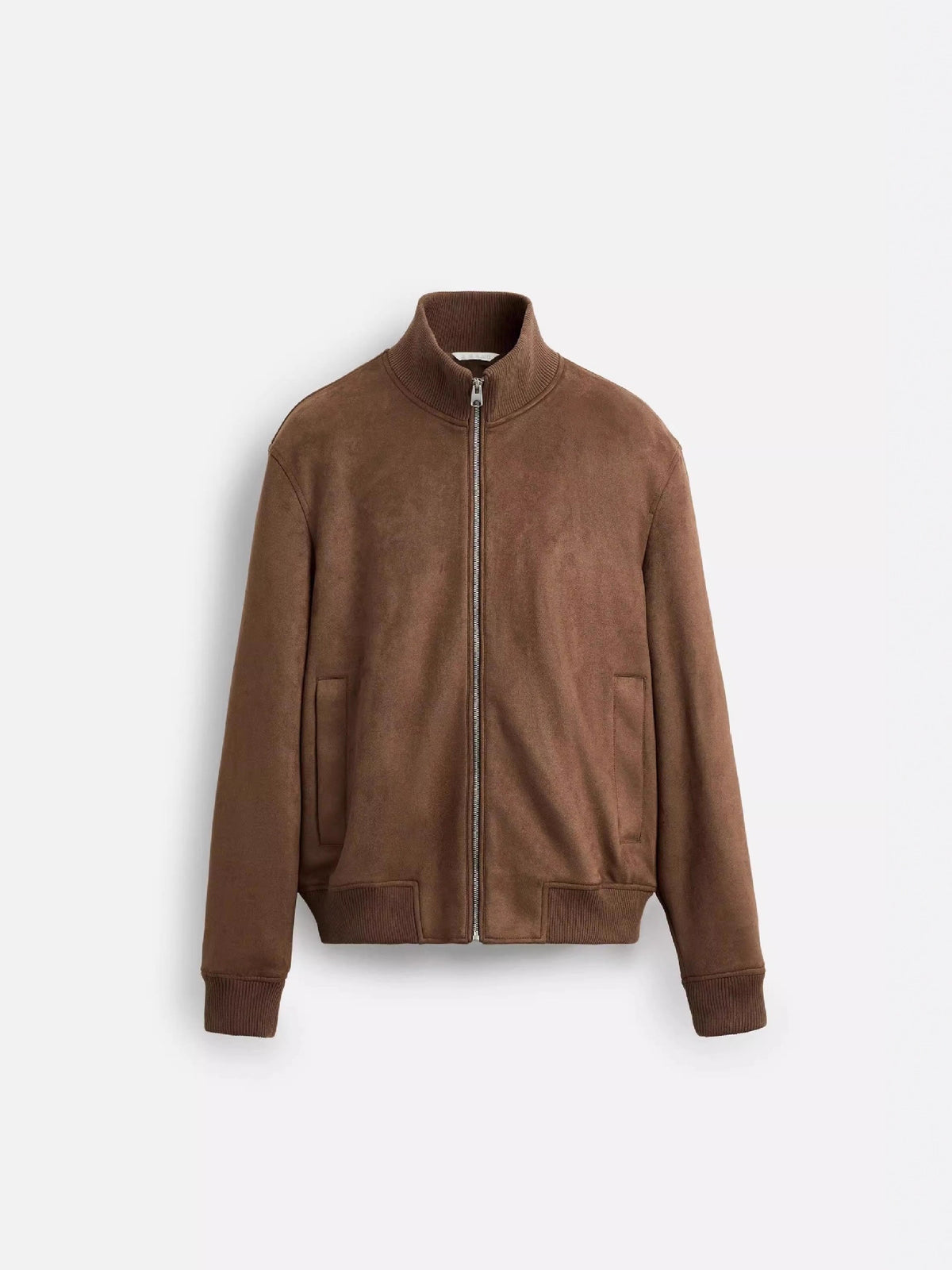 Men Suede Effect Slim Fit Straight Jacket