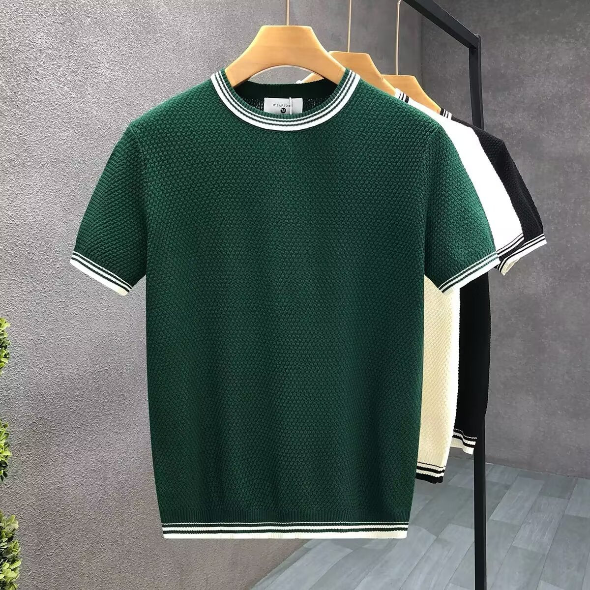 Mens Color Block Knit Shirt
