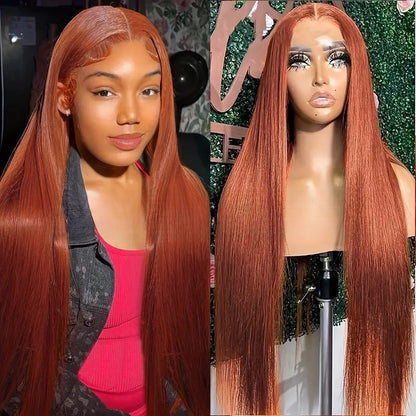Women's Ginger Brown Front Lace Synthetic Wig