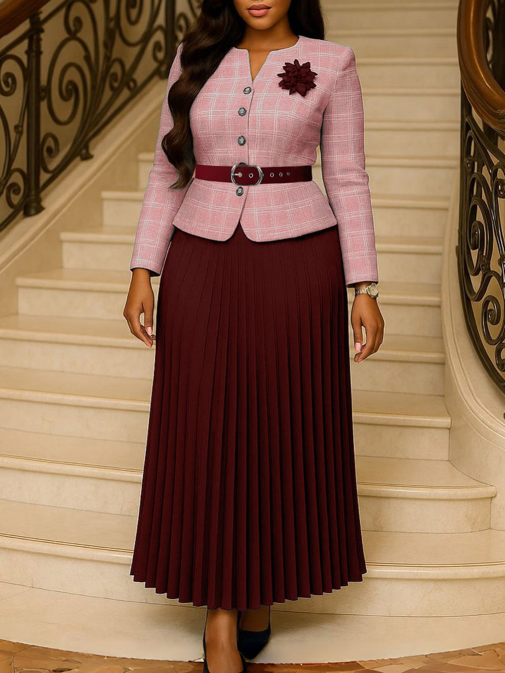 Elegant Women's Jacket and Skirt Suit Set