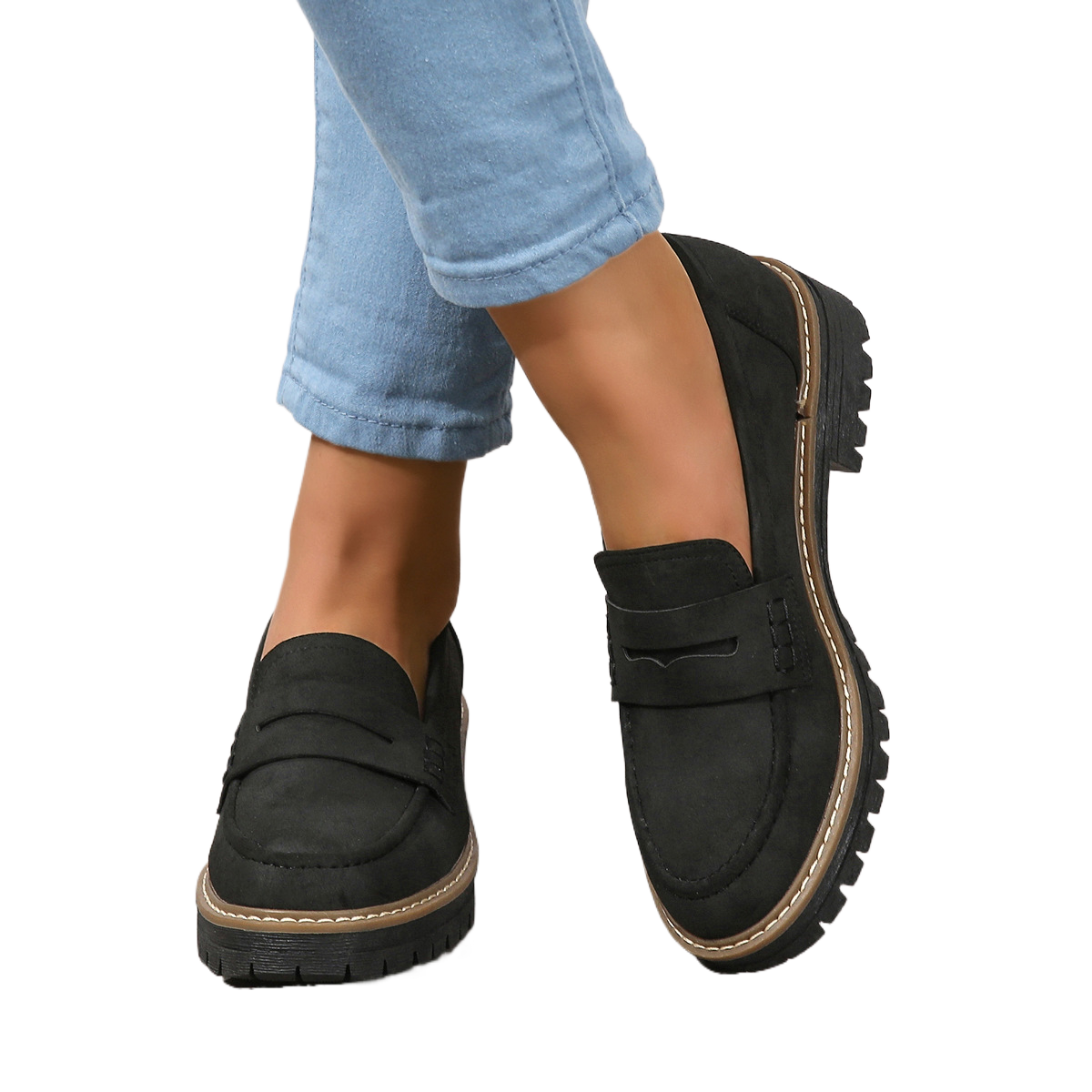 Dames loafers met dikke hak