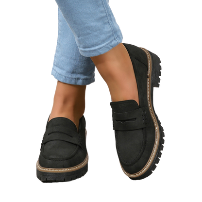 Dames loafers met dikke hak