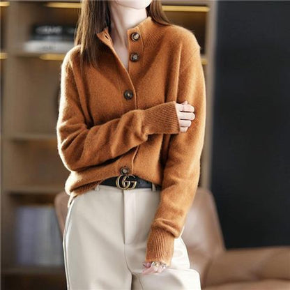 Women's Knit Sweater ? New Autumn/Winter Vintage-Style Cardigan, Relaxed-Fit Outerwear