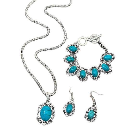 Boheemse stijl sieradenset: oorbellen ketting en armband
