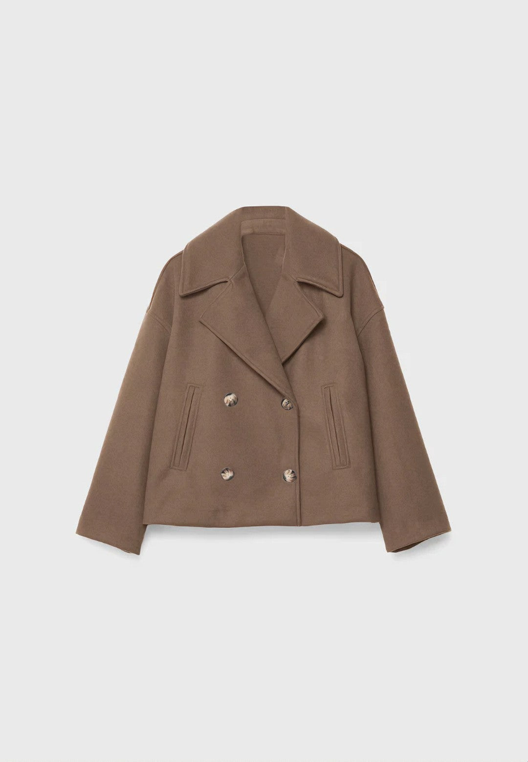 Womens Double Breasted Wool Blend Coat