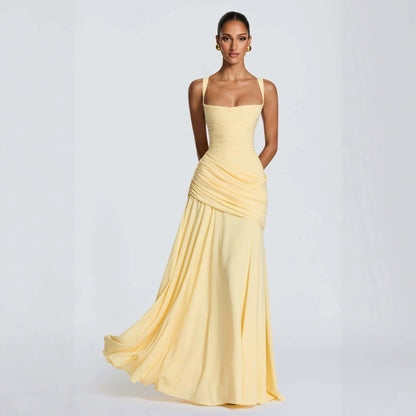 Elegant Square Neck Bodycon Strap Dress