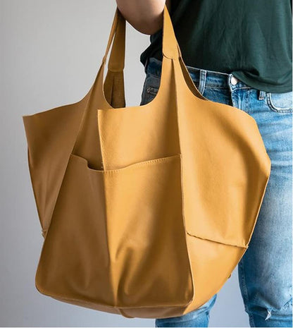 Simple Soft Leather Large Capacity Shoulder Hand Tote Bag