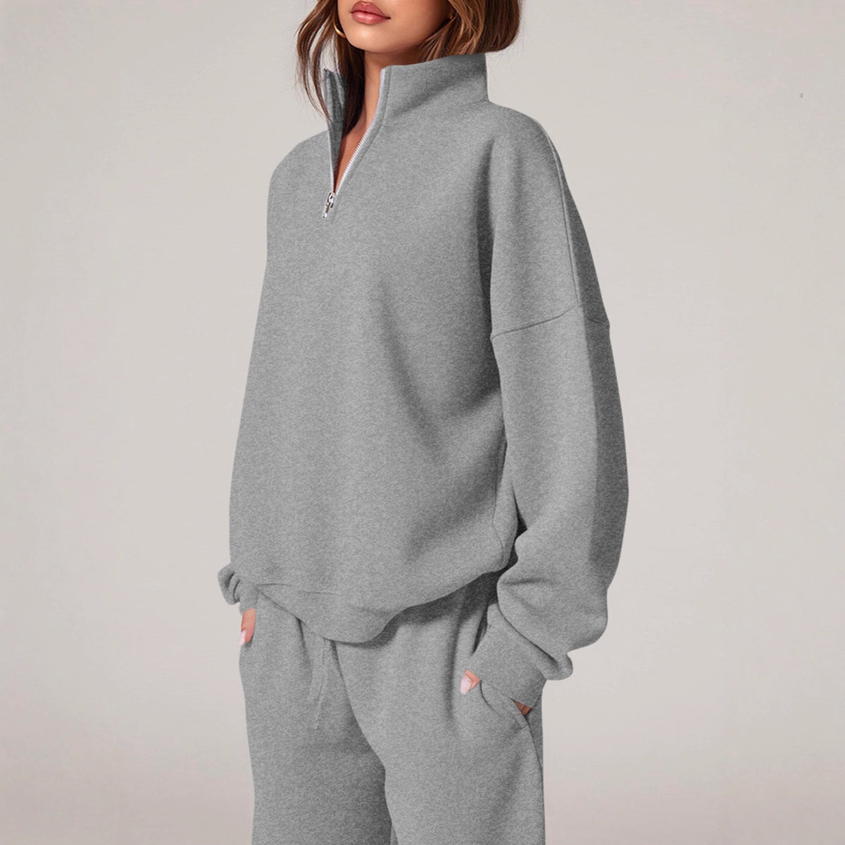 Women's Half-Zip Sweatshirt and Pants Set