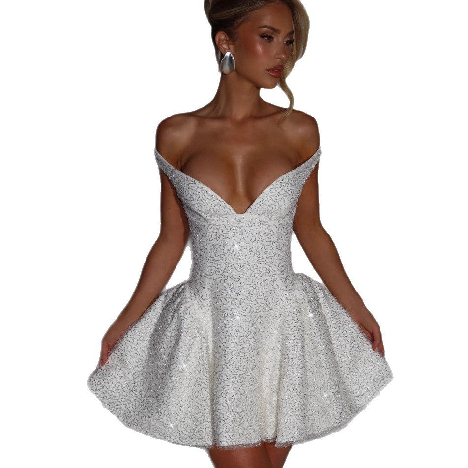 Elegante jurk met pailletten en open rug