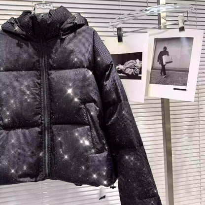 Starry sky shining, hooded cotton coat, cotton jacket, overcoat