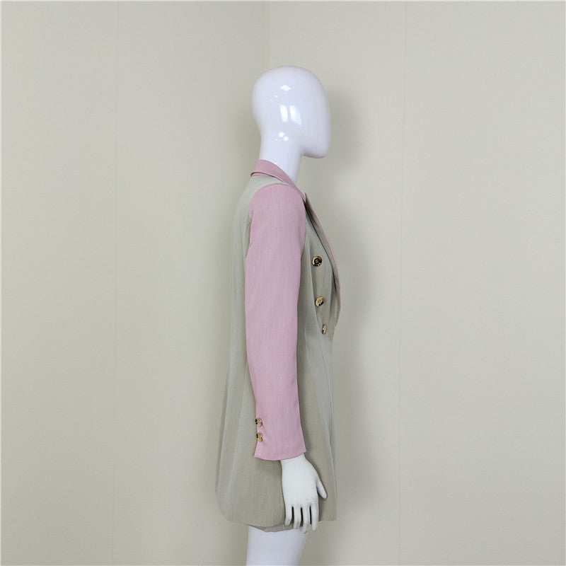 Diepe V-hals Dubbelrijs Blazer En Shorts Tweedelig Pak