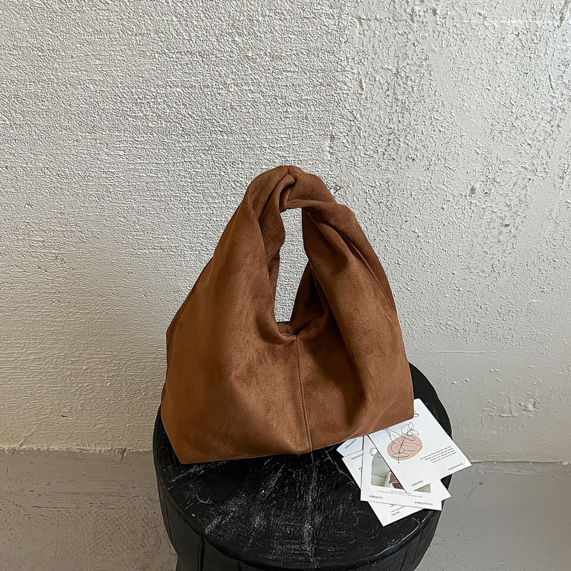 Women Suede Dumpling Bag Vintage Retro Handbag