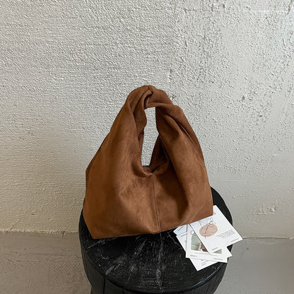 Women Suede Dumpling Bag Vintage Retro Handbag