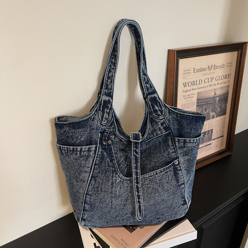 Ladies' Large Capacity Denim Shoulder Bag