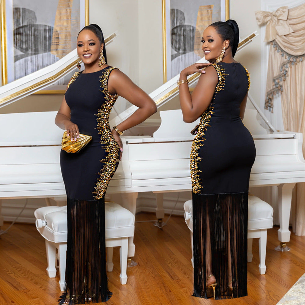 Diamond Embellished Sleeveless Bodycon Dress