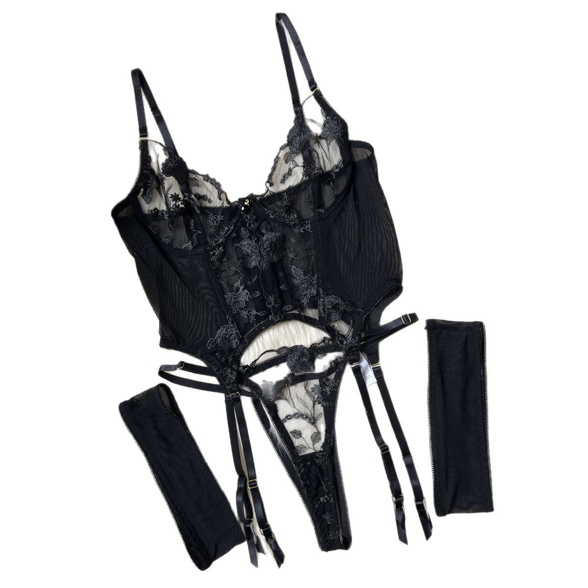 Lace Mesh Lingerie Four-Piece Set