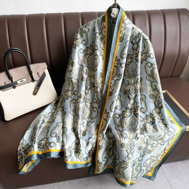 Women's Lijin Satin Scarf Floral Print Shawl