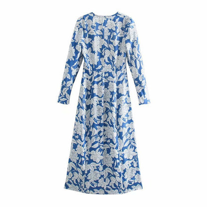 Nieuwe Europese stationsprint midi-jurk