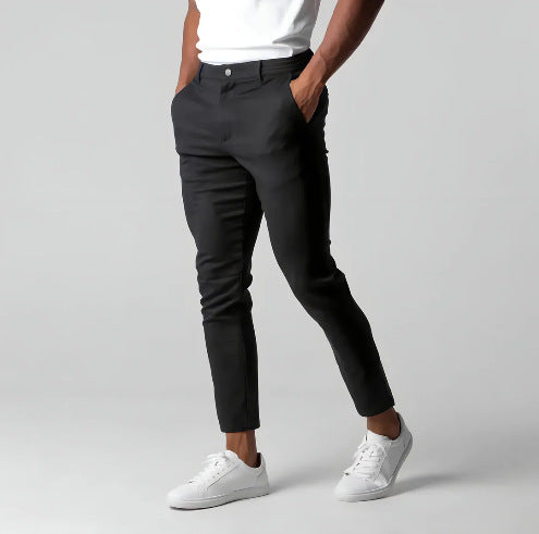 Heren Slim Grijs Business Rechte Pantalon
