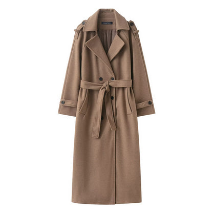 Womens Woolen Double Breasted Coat