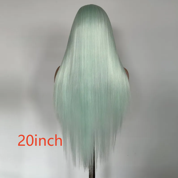 Front Lace Light Green Long Straight Synthetic Wig