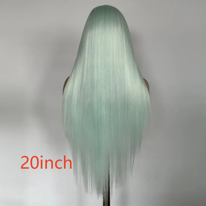Front Lace Light Green Long Straight Synthetic Wig