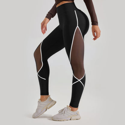 Dameskleurige mesh yogabroek met hoge taille