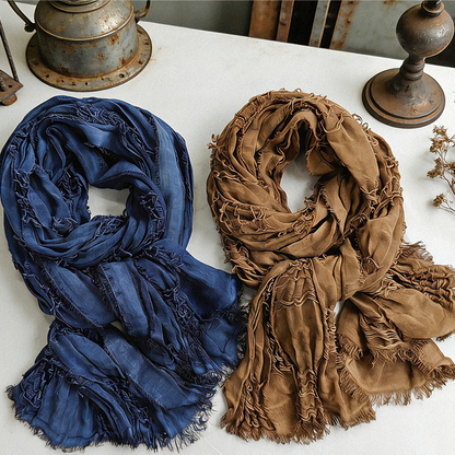 Vintage Distressed Cotton Linen Shawl Cape Fashionable Casual Scarf