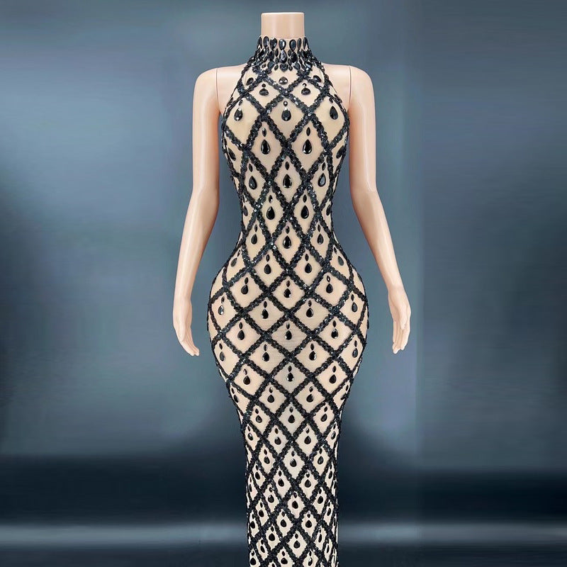Rhinestone Silver Dress Plus Size