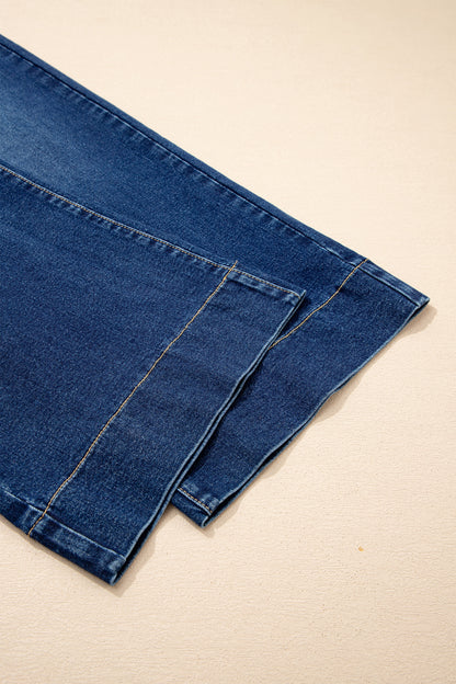 Jeans met acid wash-effect en vetersluiting plus size