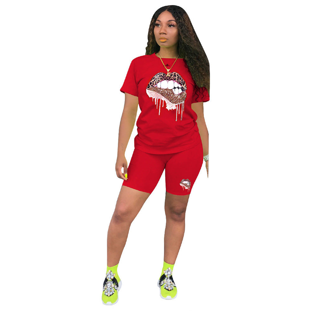 Luipaardprint Lippen Tweedelig pak