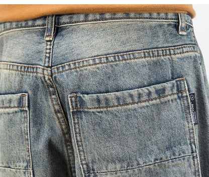 Amerikaanse casual rechte jeans met gele wassing