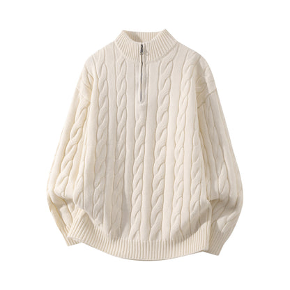 Mens Half Zip Cable Knit Sweater