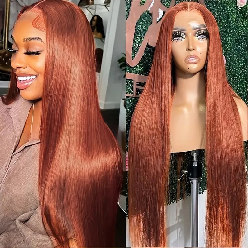 Women's Ginger Brown Front Lace Synthetic Wig