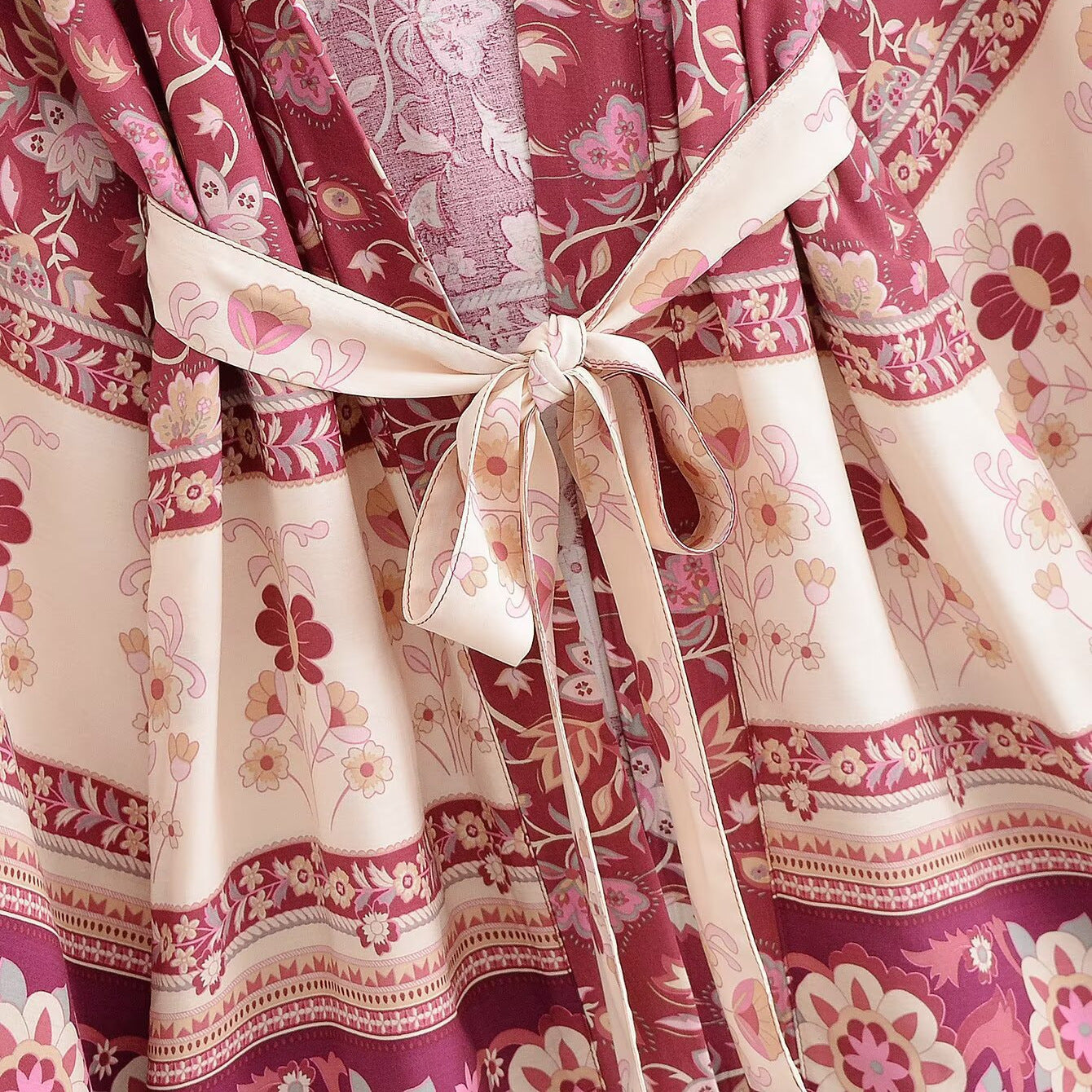 Summer Bohemian Floral Kimono Dress