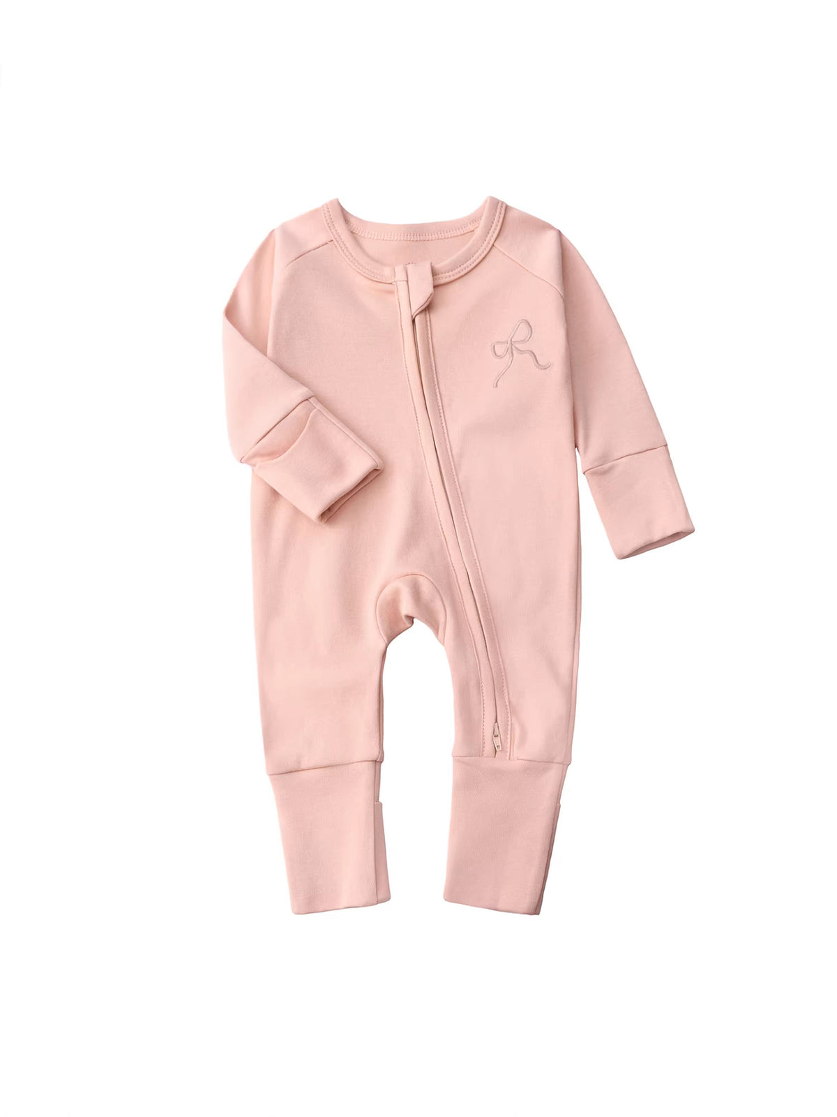 Baby Double Zipper Romper with Convertible Hand Foot Covers