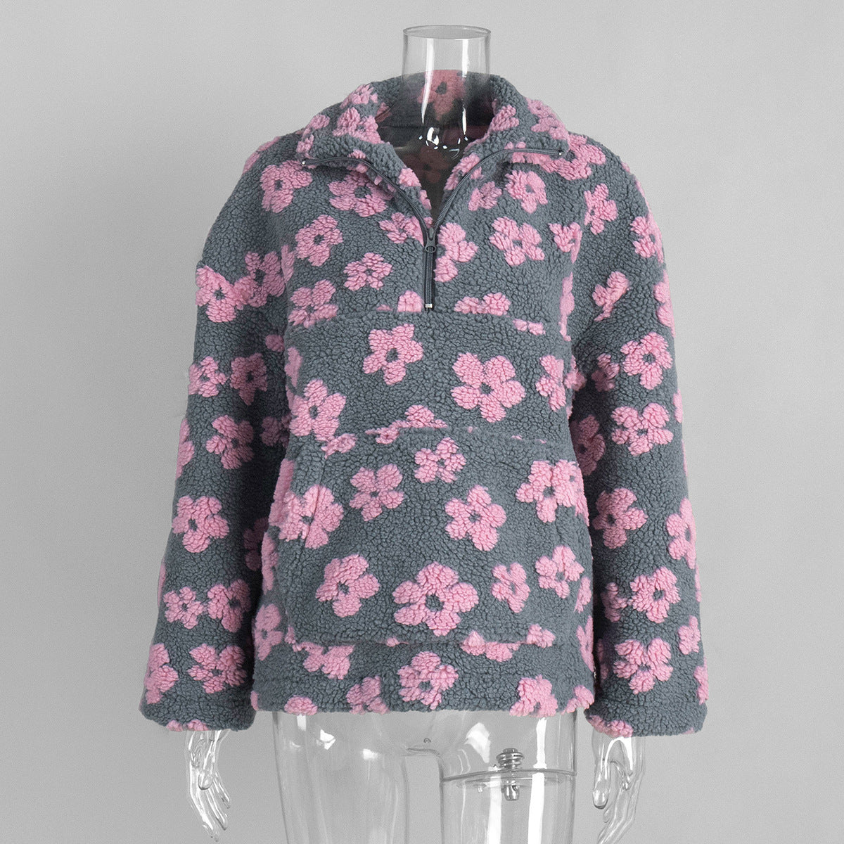 fleece floral sweatshirt