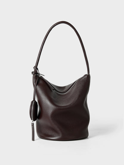 Genuine Leather Large Capacity Bucket Bag Tote Handbag