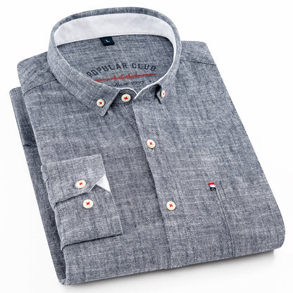 Men's Cotton Linen Square Collar Long Sleeve Cardigan